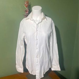Calvin Klein Crisp White 100% Cotton Button-down Shirt